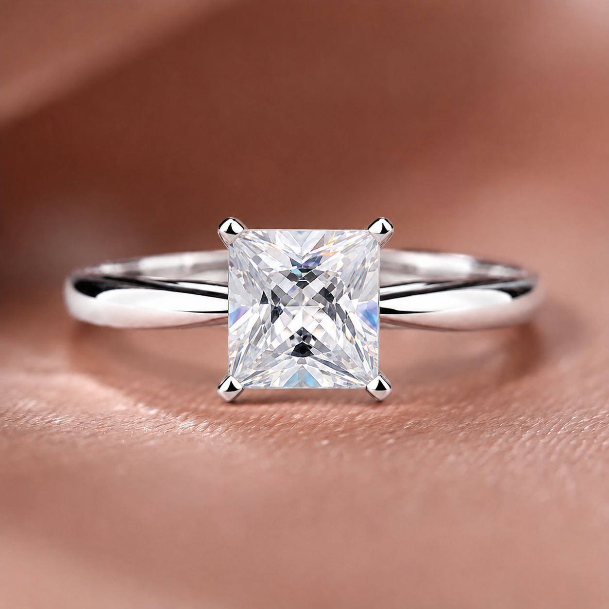 Solitaire Princess-Cut Diamond Engagement Ring