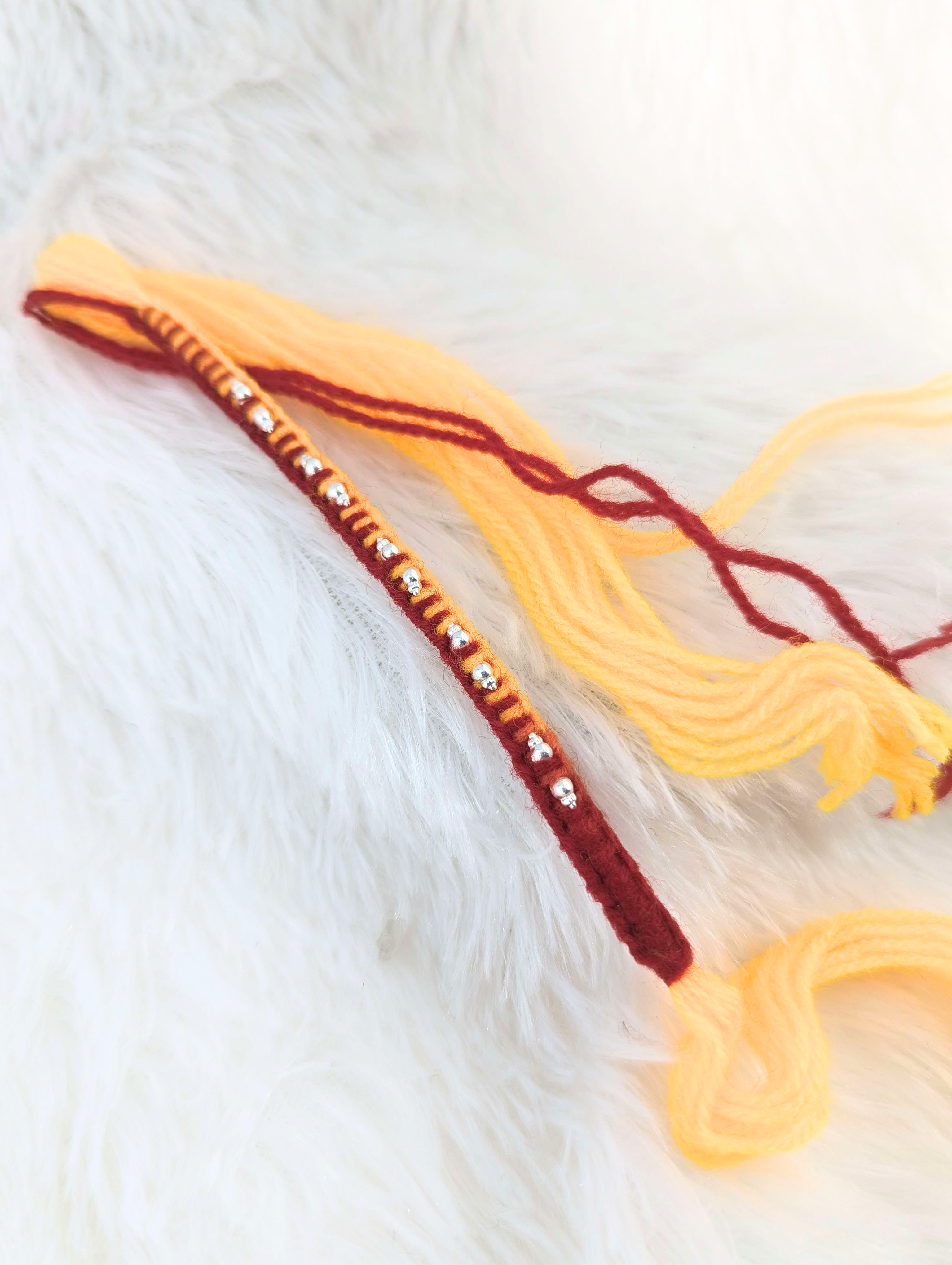 Artisanal Braided Metallic-Bead Rakhi