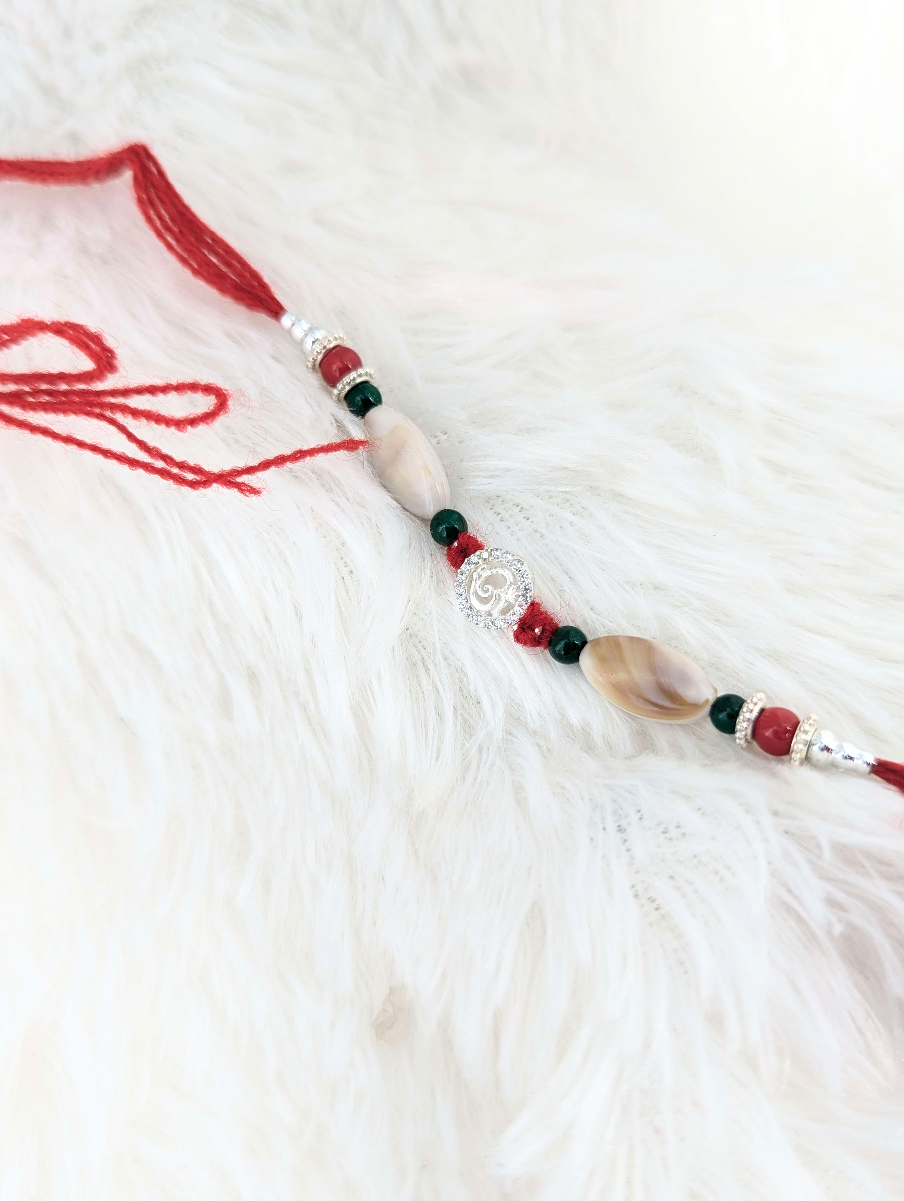 Divine 'Om' Shell & Bead Festive Rakhi