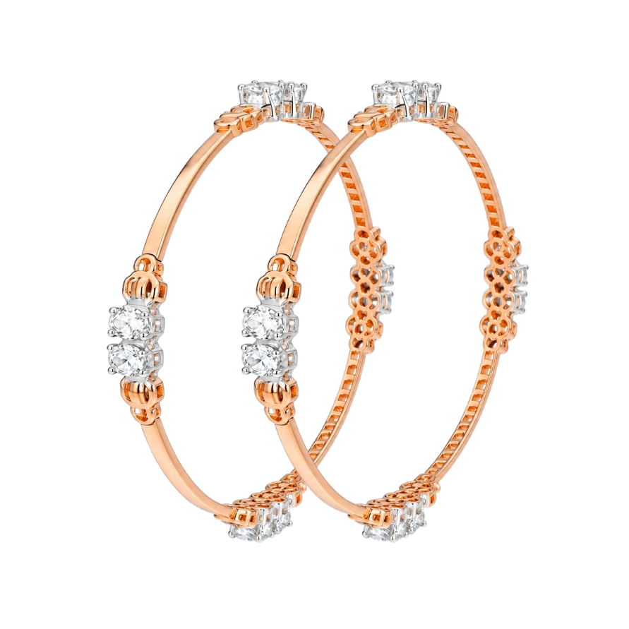 Elegant Solitaire-Style Rose Gold Bangles