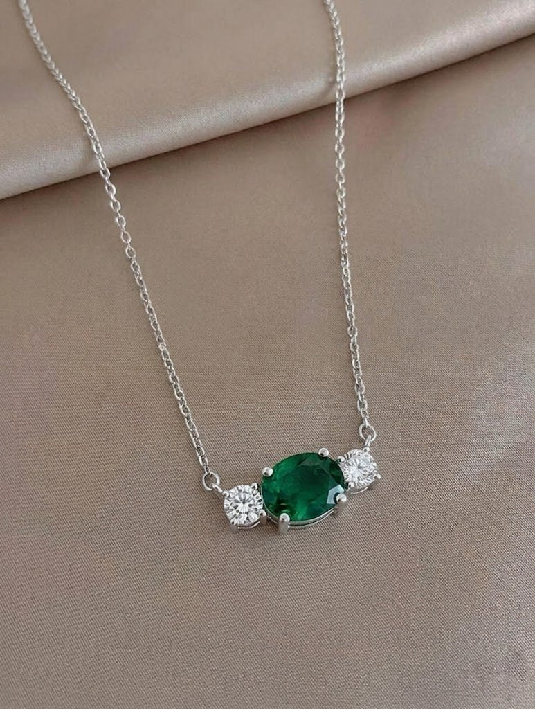Classic Oval Emerald Solitaire Pendant