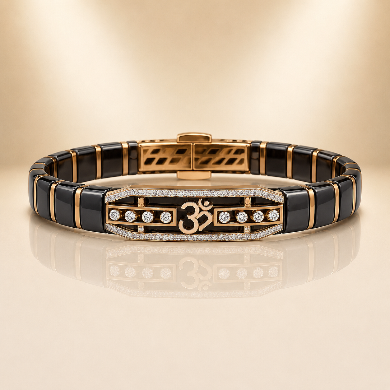 Spiritual Om Ceramic & Gold Designer Bracelet