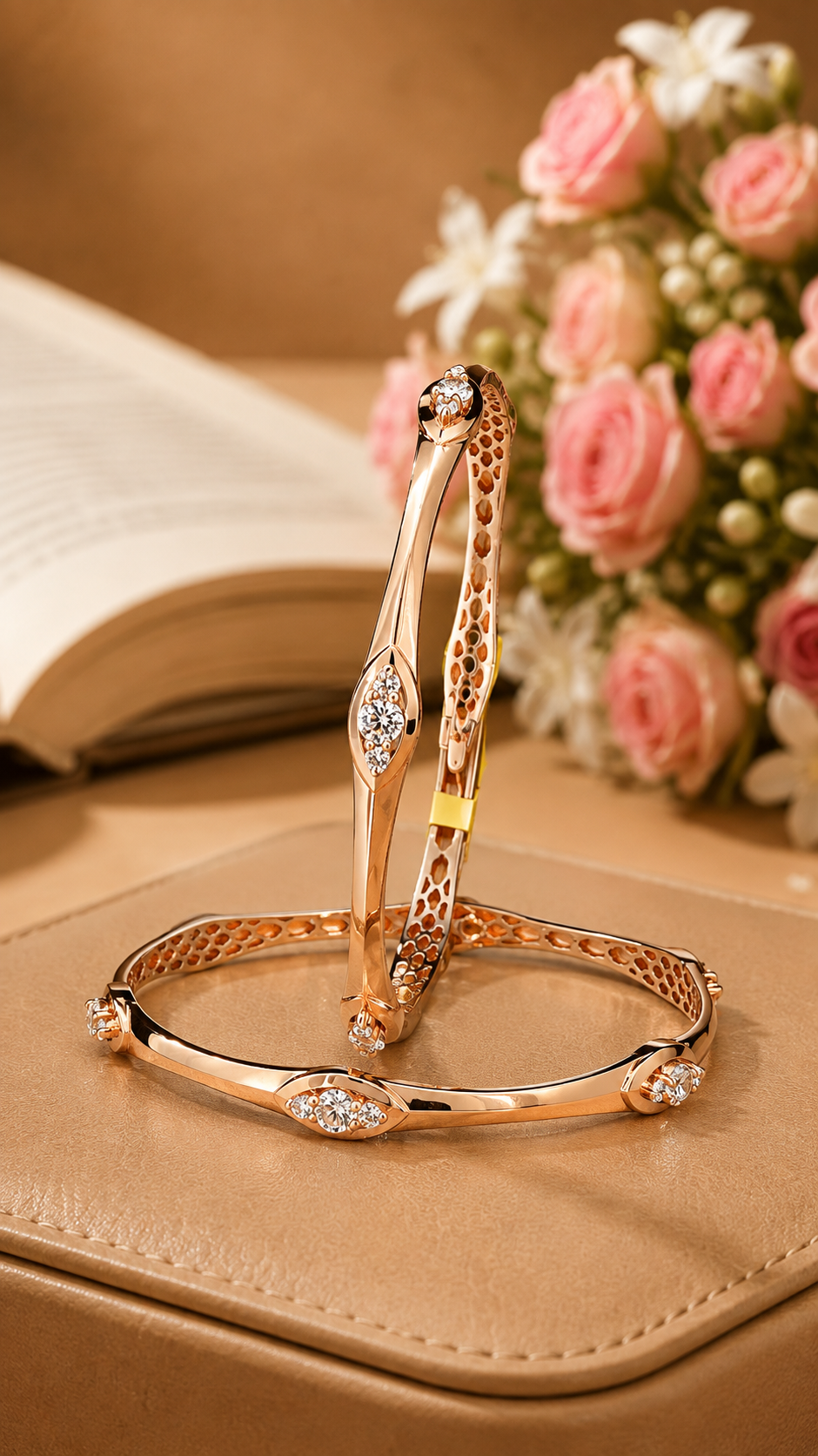 Modern Lattice-Pattern Diamond Cluster Bangles
