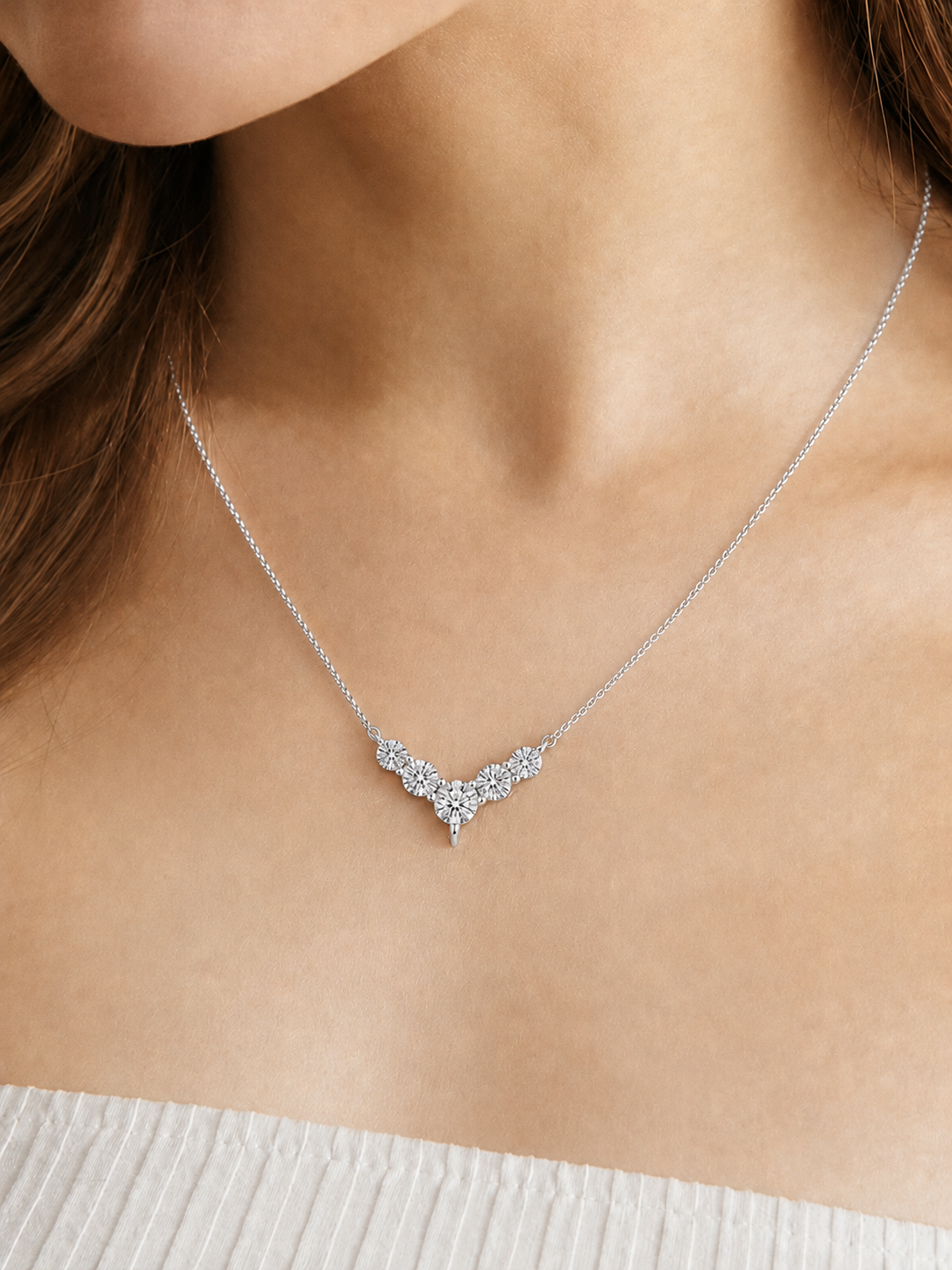 V-Shaped Five-Stone Diamond Pendant