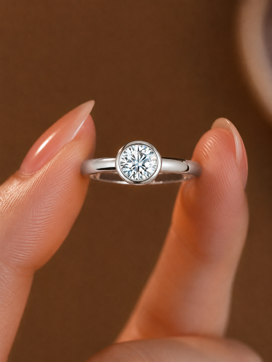 Modern Bezel-Set Round Solitaire Ring