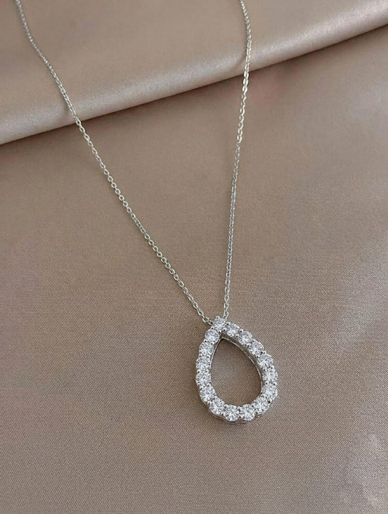 Minimalist Pavé Teardrop Pendant