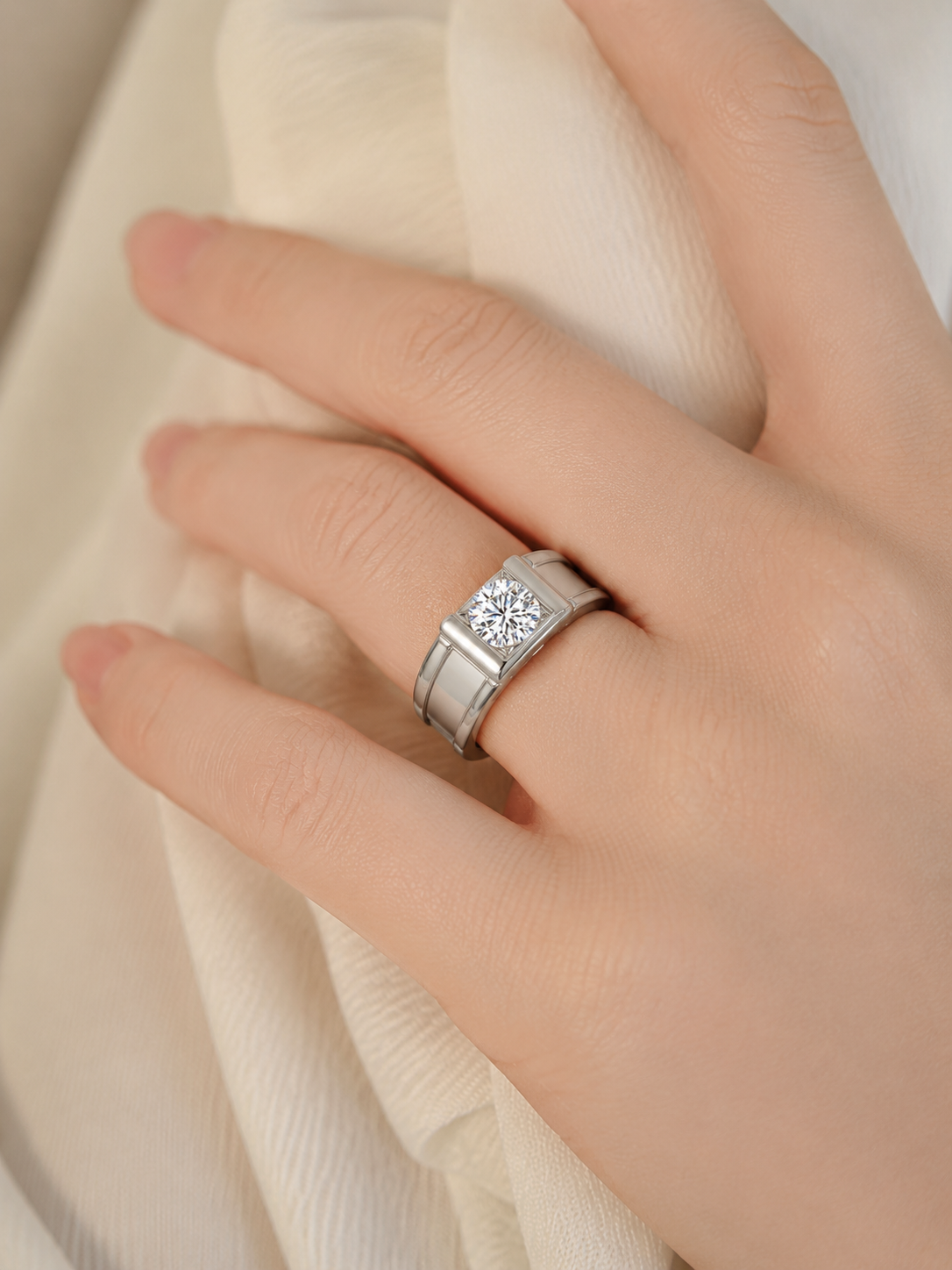 Bold Architectural Channel-Set Gents Ring