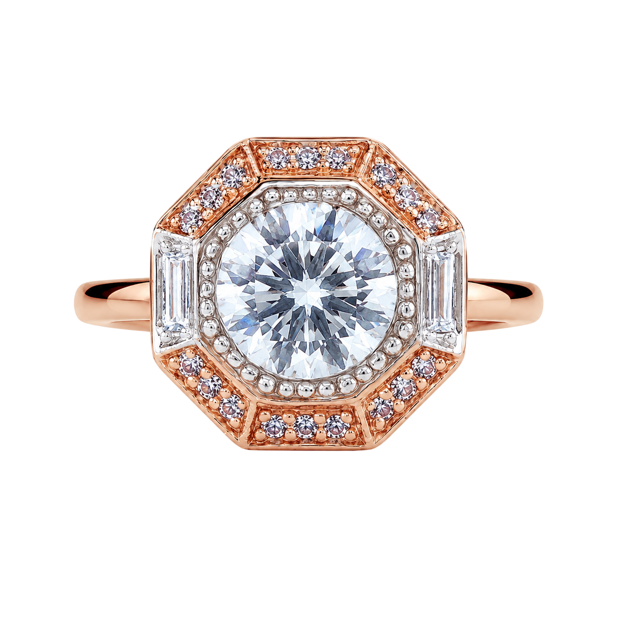 Opulent Geometric Octagonal Halo Diamond Ring