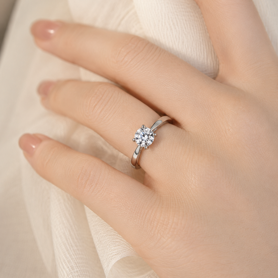 Classic Solitaire Round-Cut Diamond Engagement Ring