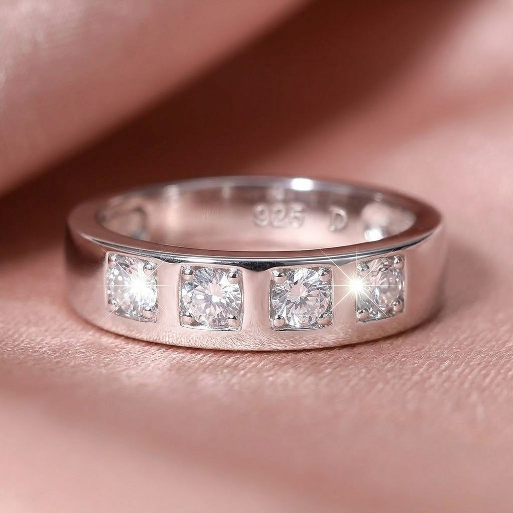 Classic Four-Stone Bezel Band