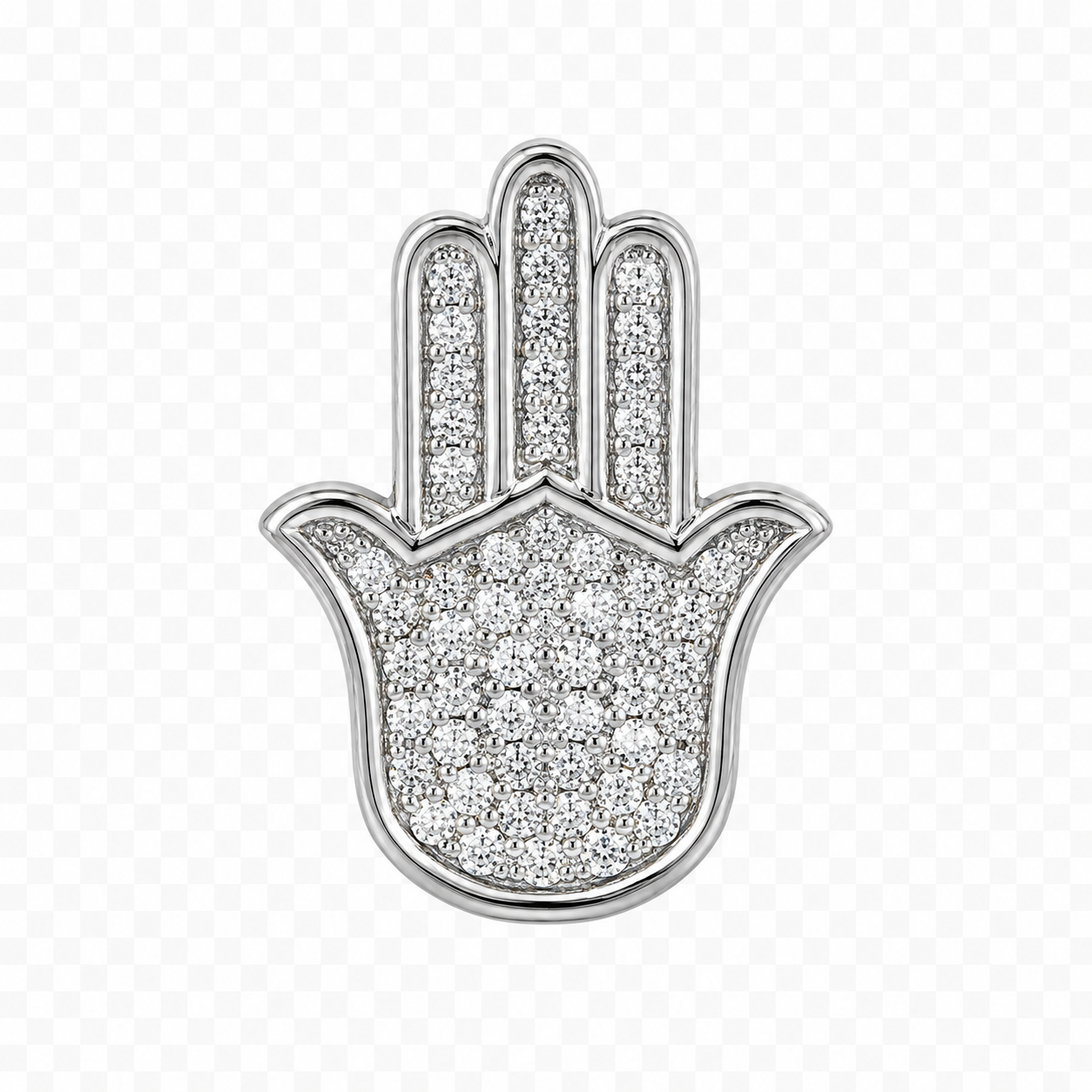 Divine Pave-Diamond Hamsa Hand Protection Pendant