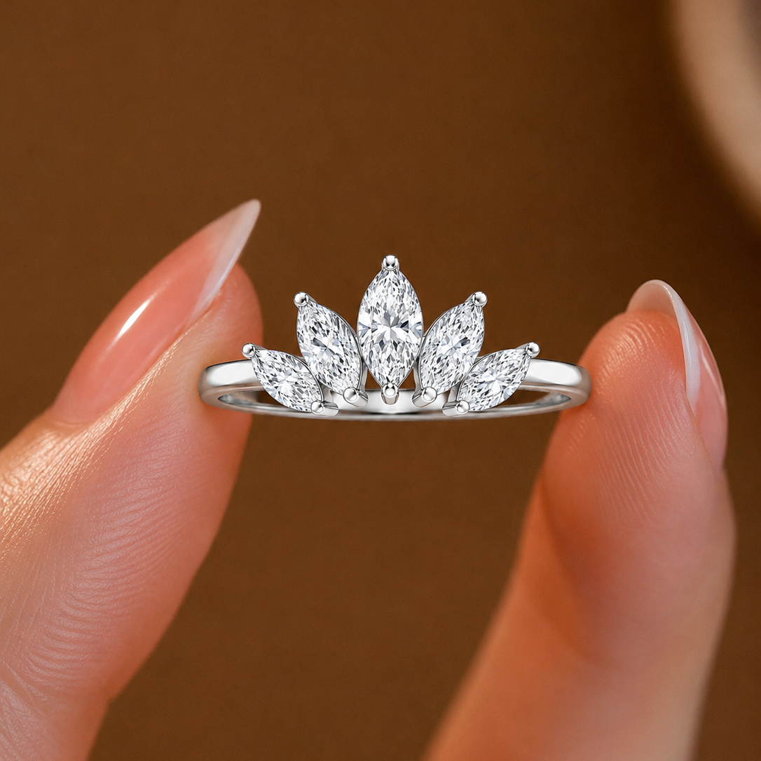 Regal Marquise-Cut Tiara Ring
