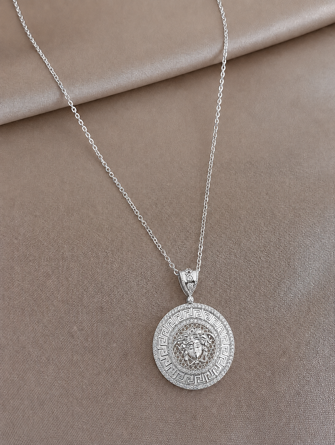 Medusa-Inspired Iconic Greek Key Pendant