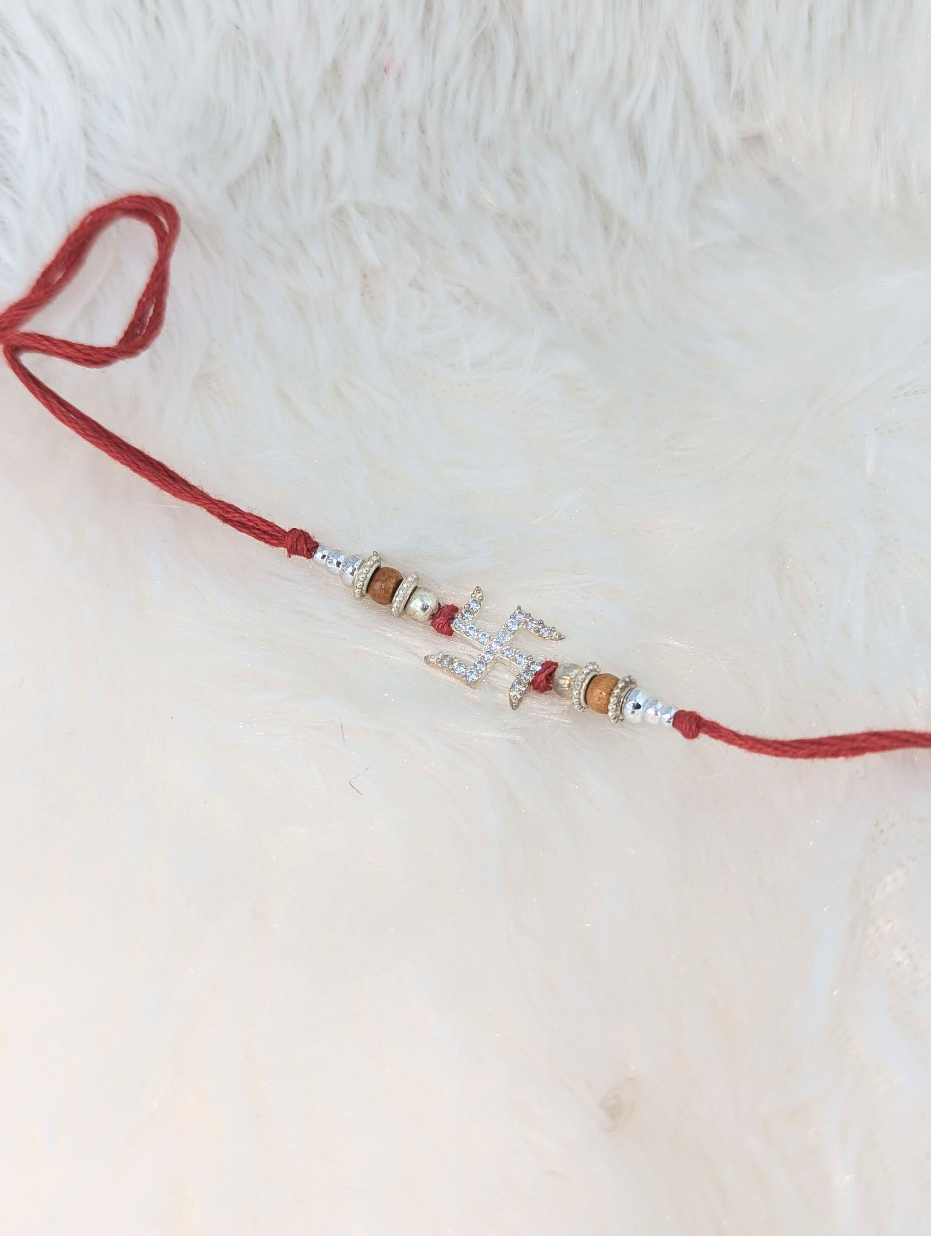 Sacred Swastika Sterling Silver Rakhi