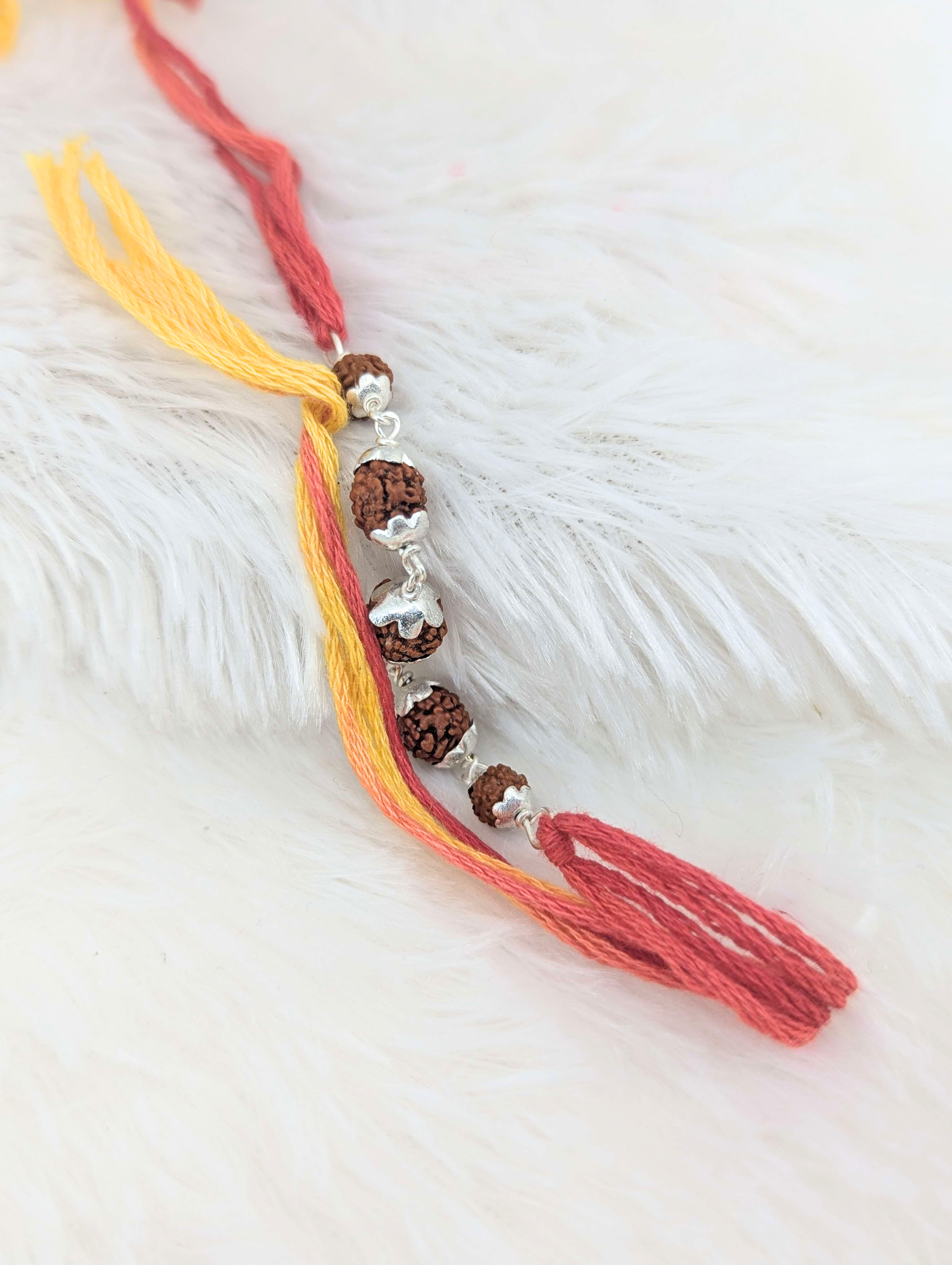 Divine Rudraksha & Silver Multi-Strand Rakhi