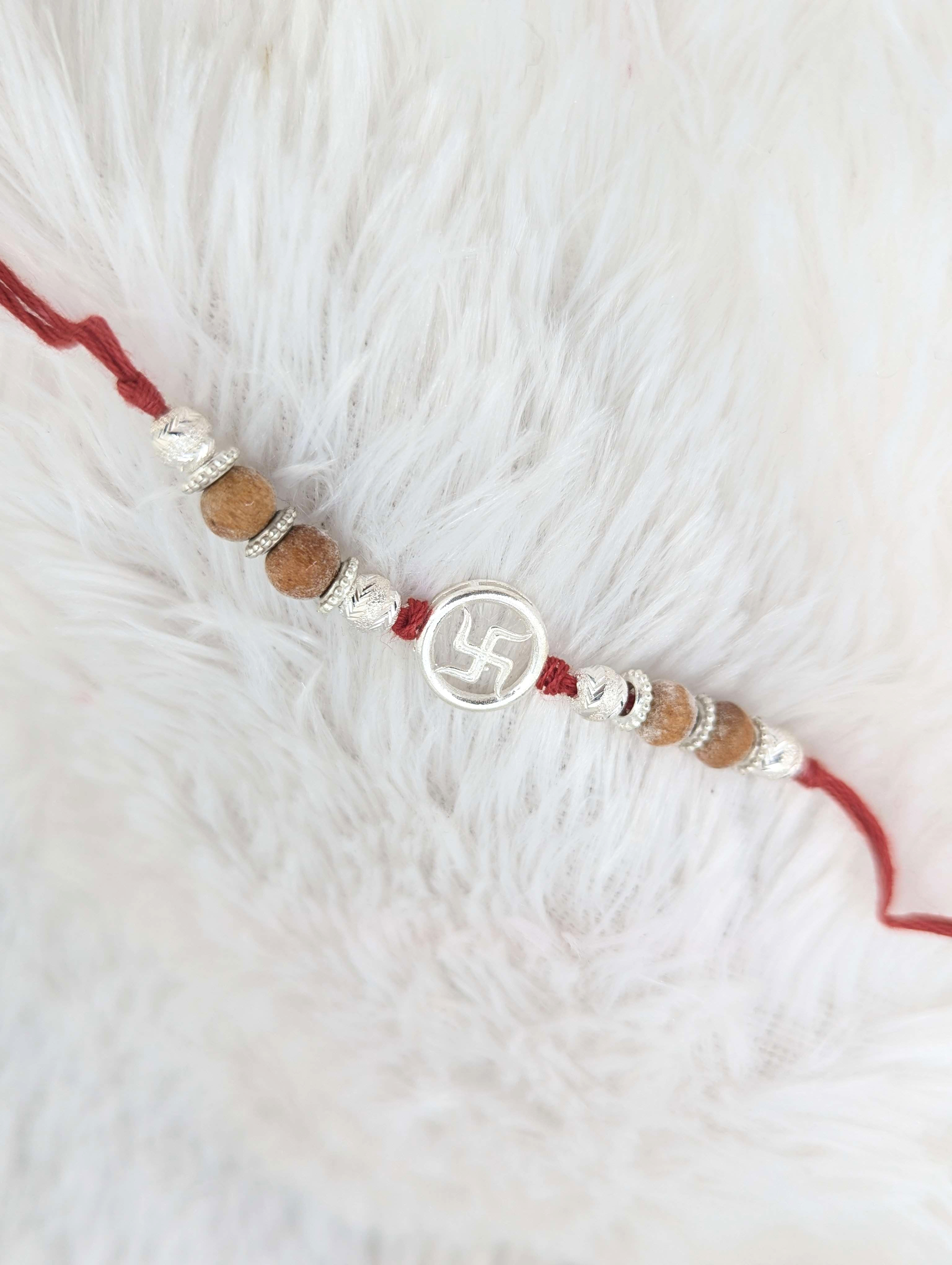 Auspicious Swastika Sterling Silver Rakhi