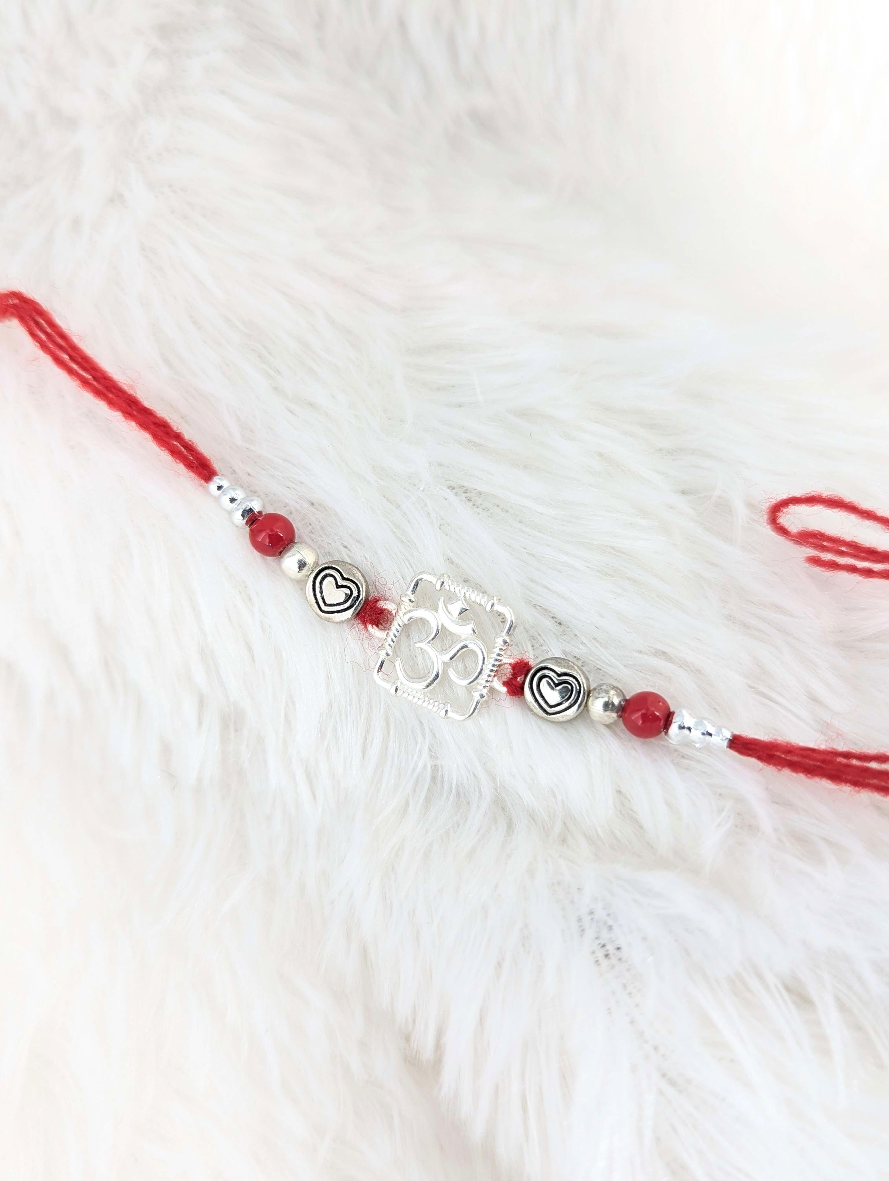 Divine Om & Heart Sterling Silver Rakhi