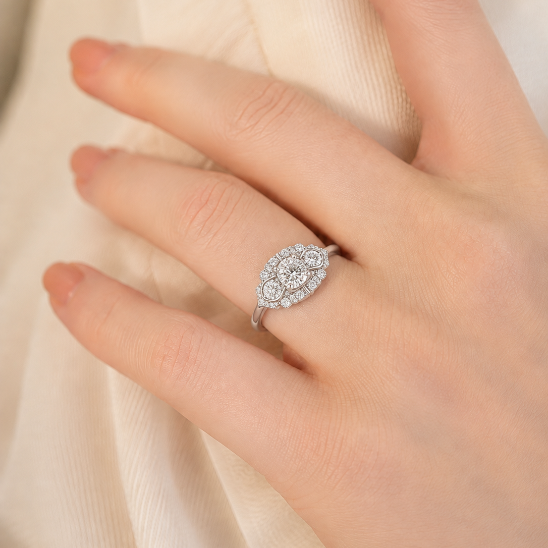 Vintage-Inspired Multi-Stone Cluster Statement Ring