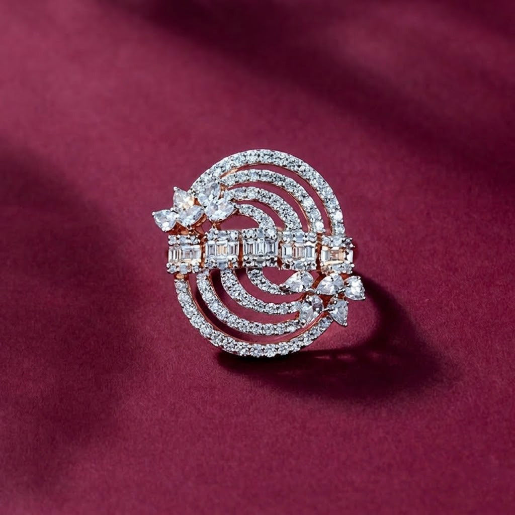 Radiant Swirl Diamond Statement Ring