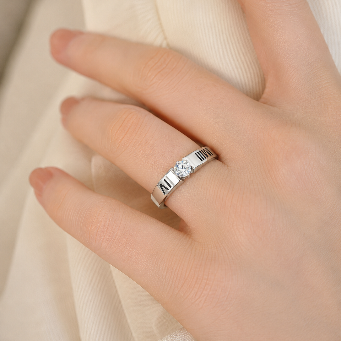 Roman Numeral Solitaire Designer Ladies Band