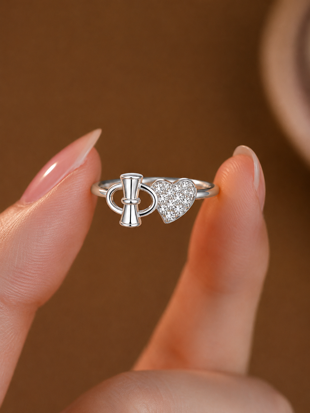 Romantic Toggle Heart Silver Ring