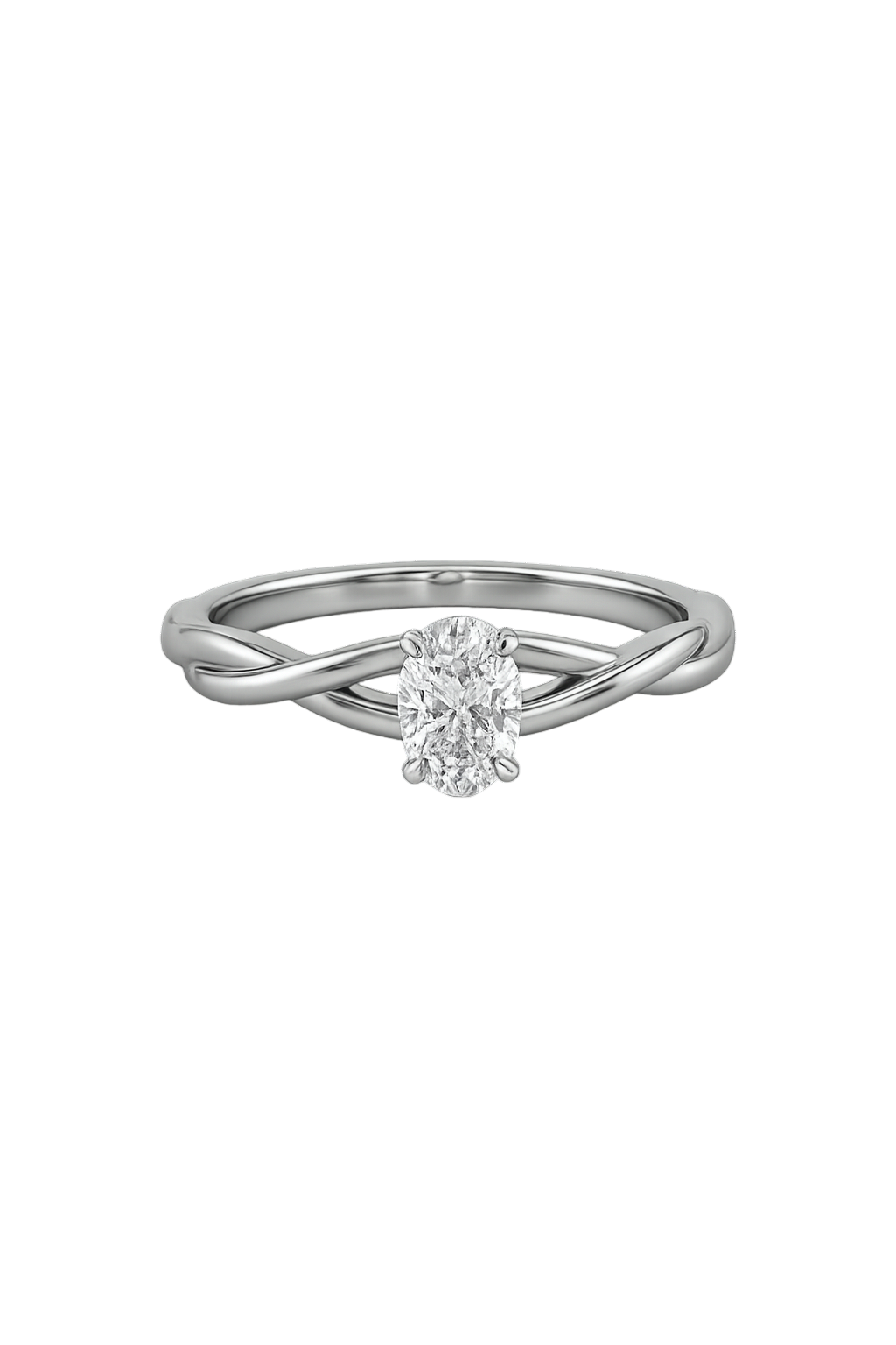 Intertwined Twisted Oval Engagement Ring