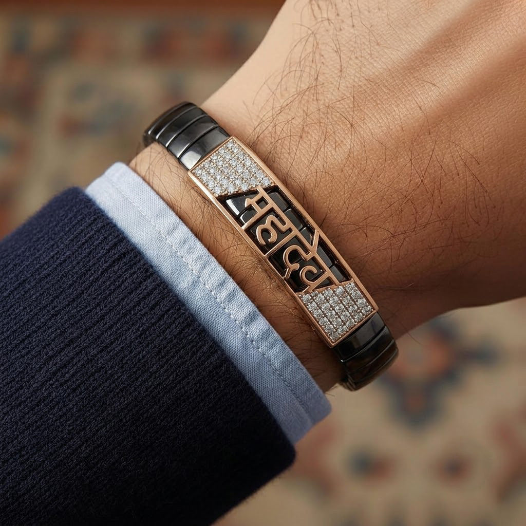 Mahadev Rose Gold and Black Ceramic Spiritual Bracelet