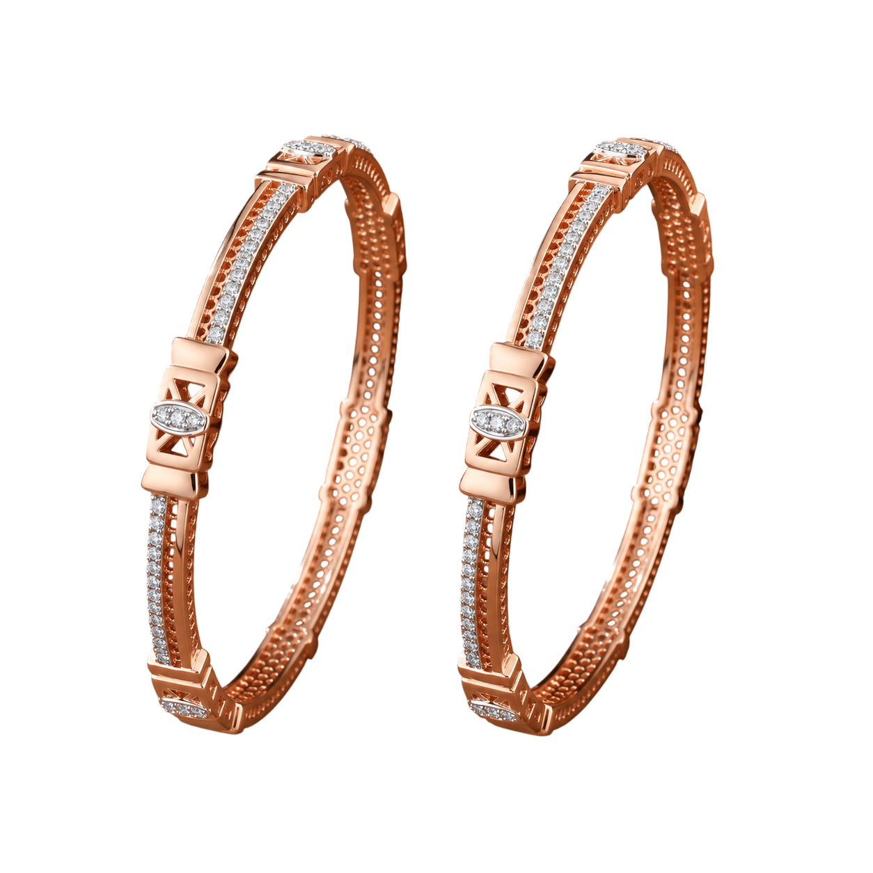Modern Pavé-Line Diamond Accent Bangles