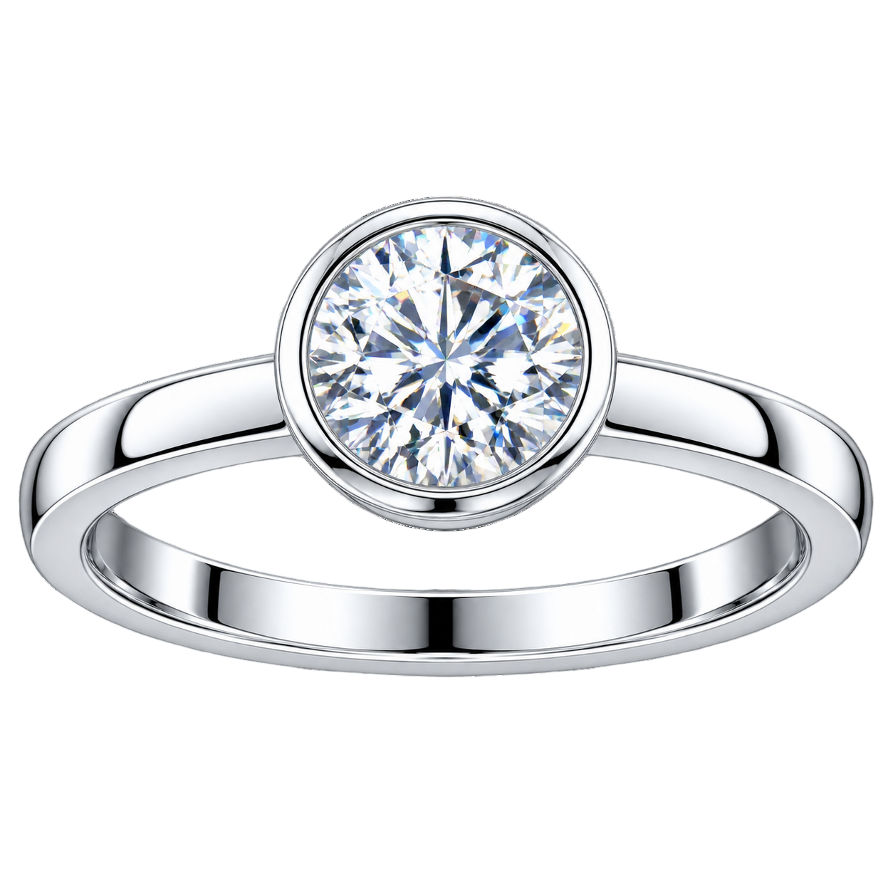 Modern Bezel-Set Round Solitaire Ring