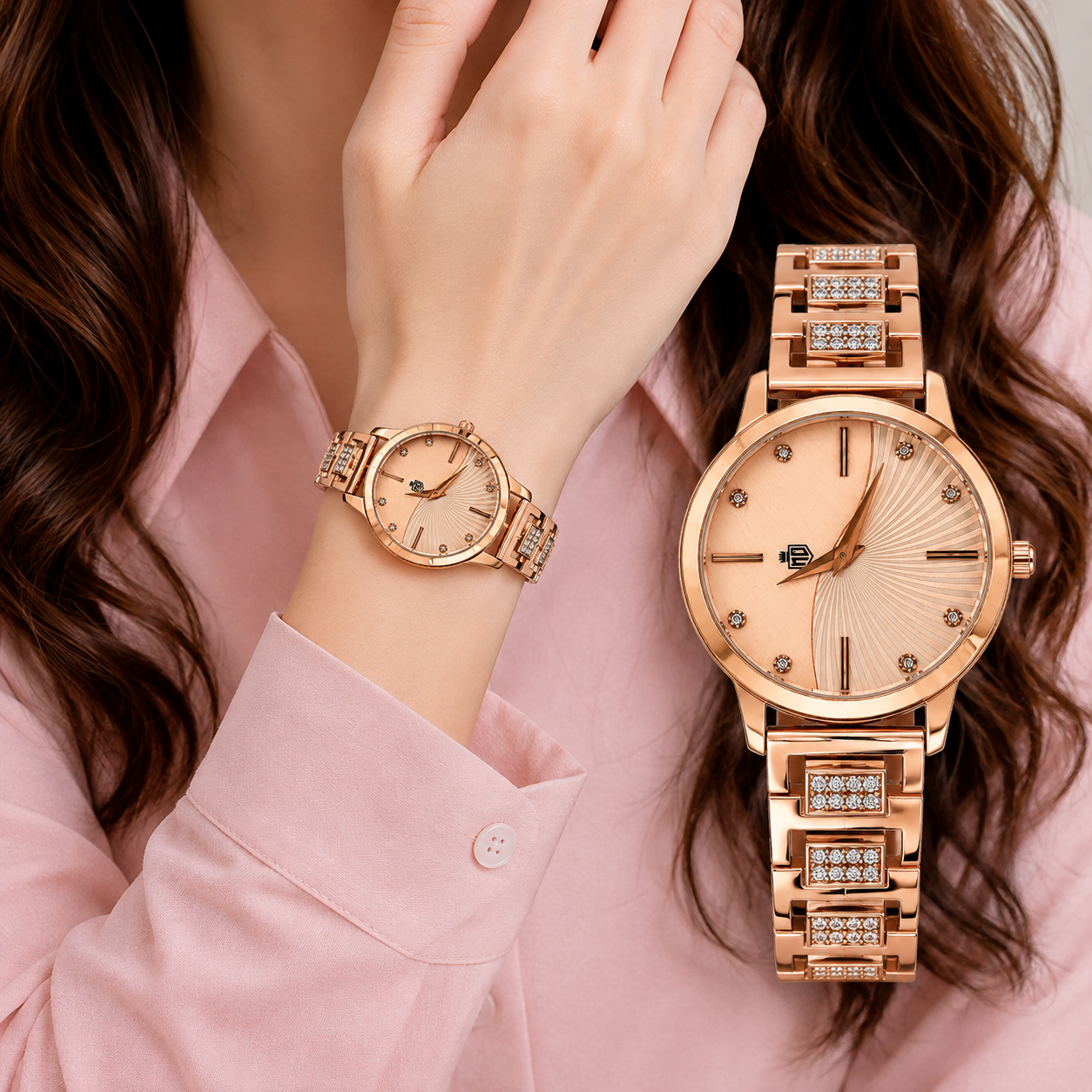 Monochromatic Sunburst Dial Geometric Crystal Ladies Wristwatch