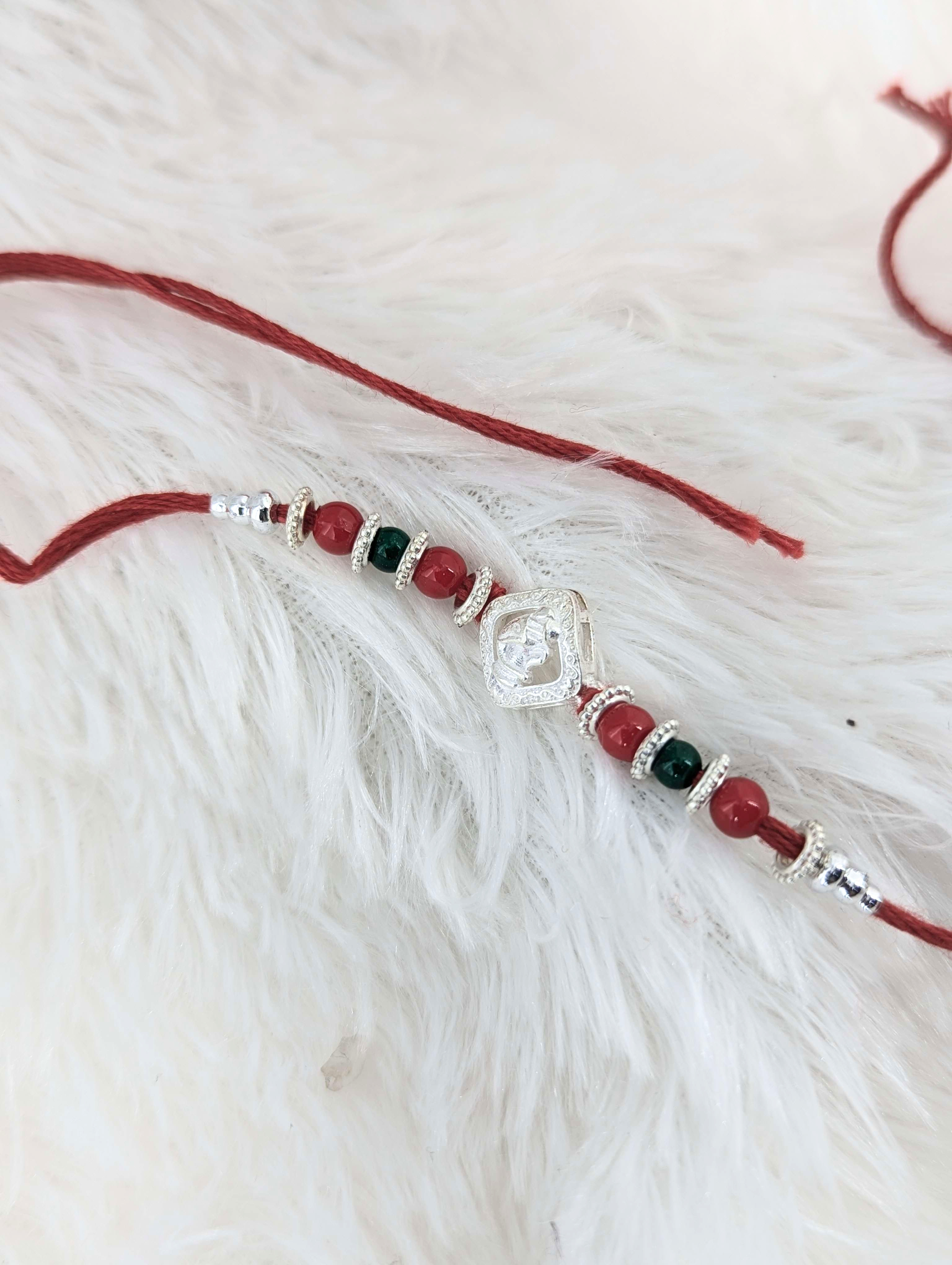 Divine Elephant Motif Sterling Silver Rakhi