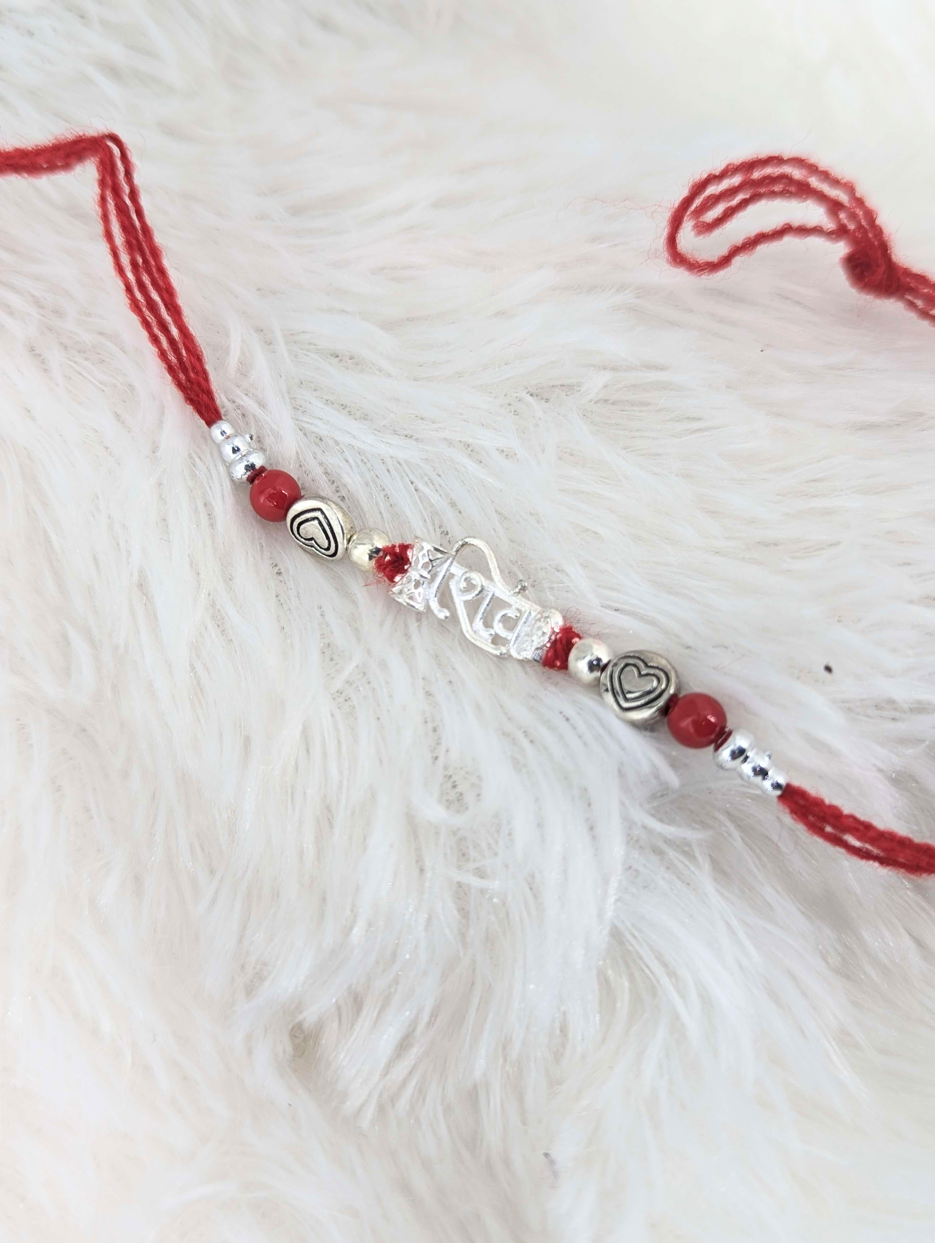 Divine "Shree" & Heart Sterling Silver Rakhi