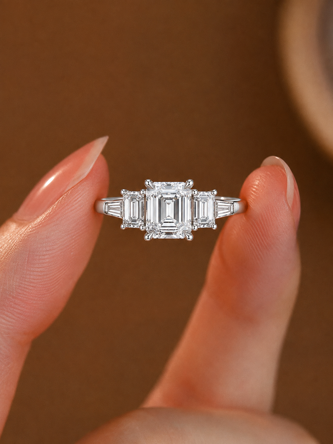 Grand Five-Stone Emerald-Cut Diamond Ring