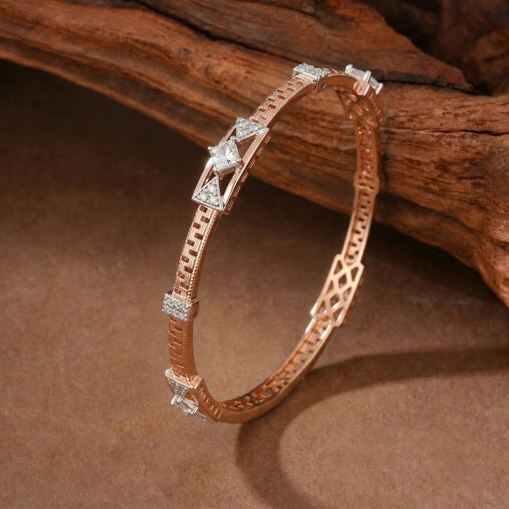 Geometric Prism Rose Gold Statement Bangles