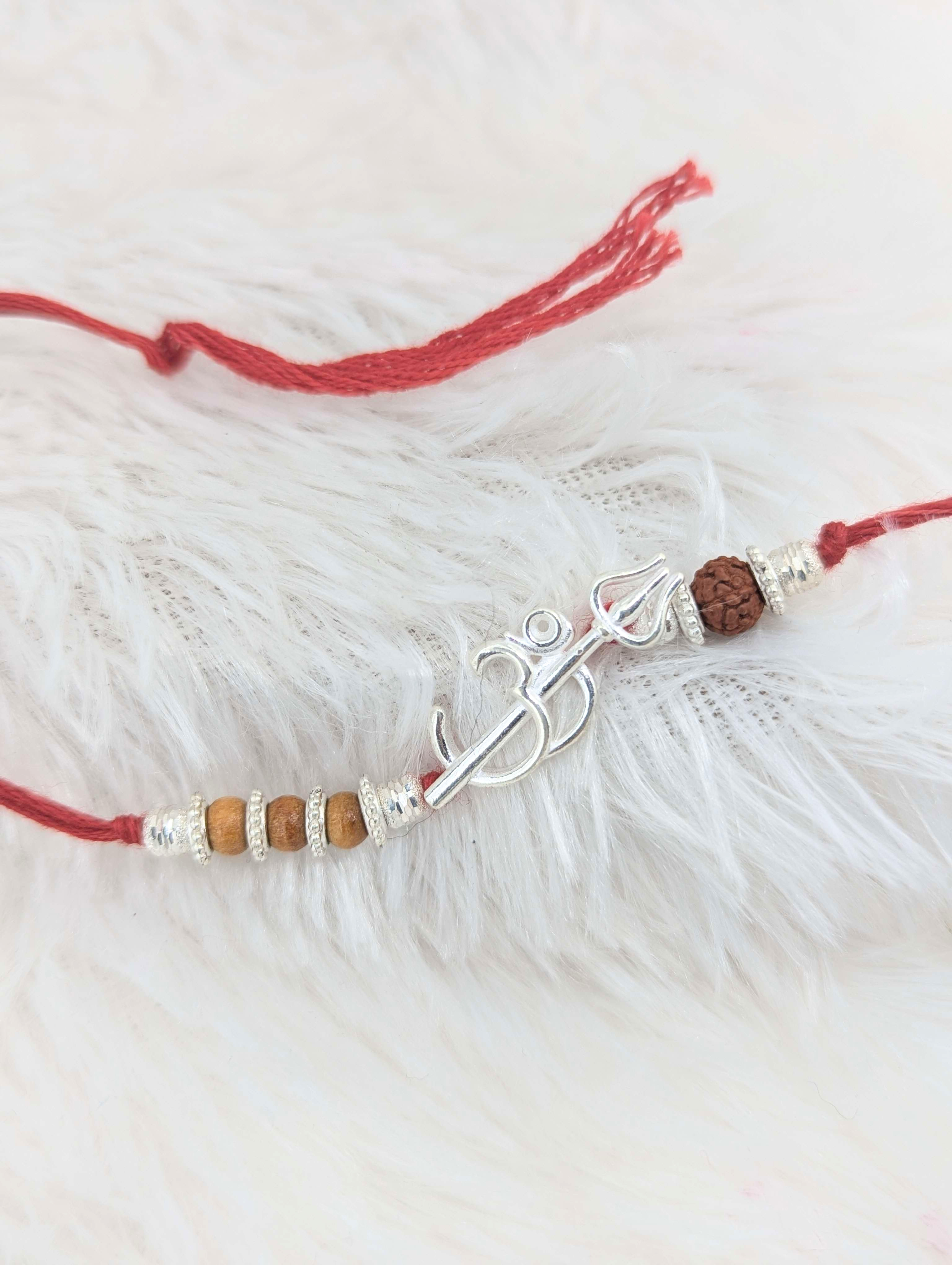 Divine Trishul-Om Sterling Silver Rakhi