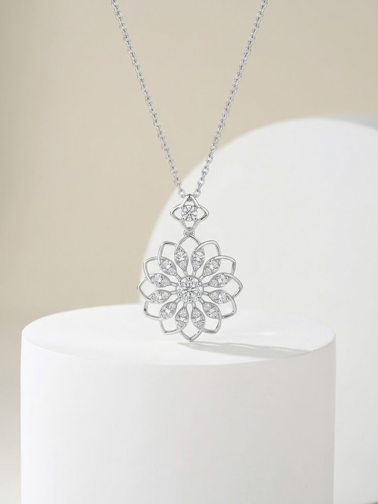 Majestic Blooming Sunflower Medallion Necklace