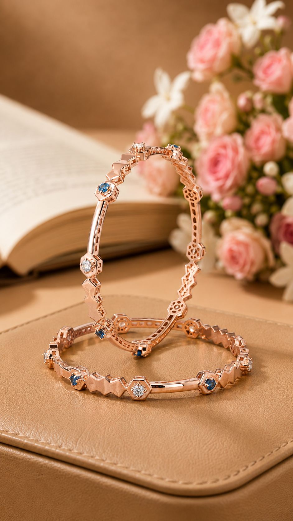 Modern Geometric Multigemstone Accent Bangles