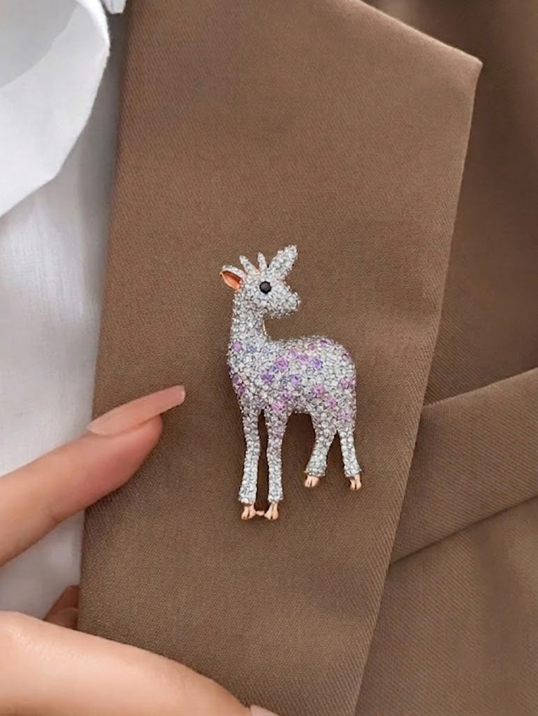 Whimsical Fawn Gemstone Brooch