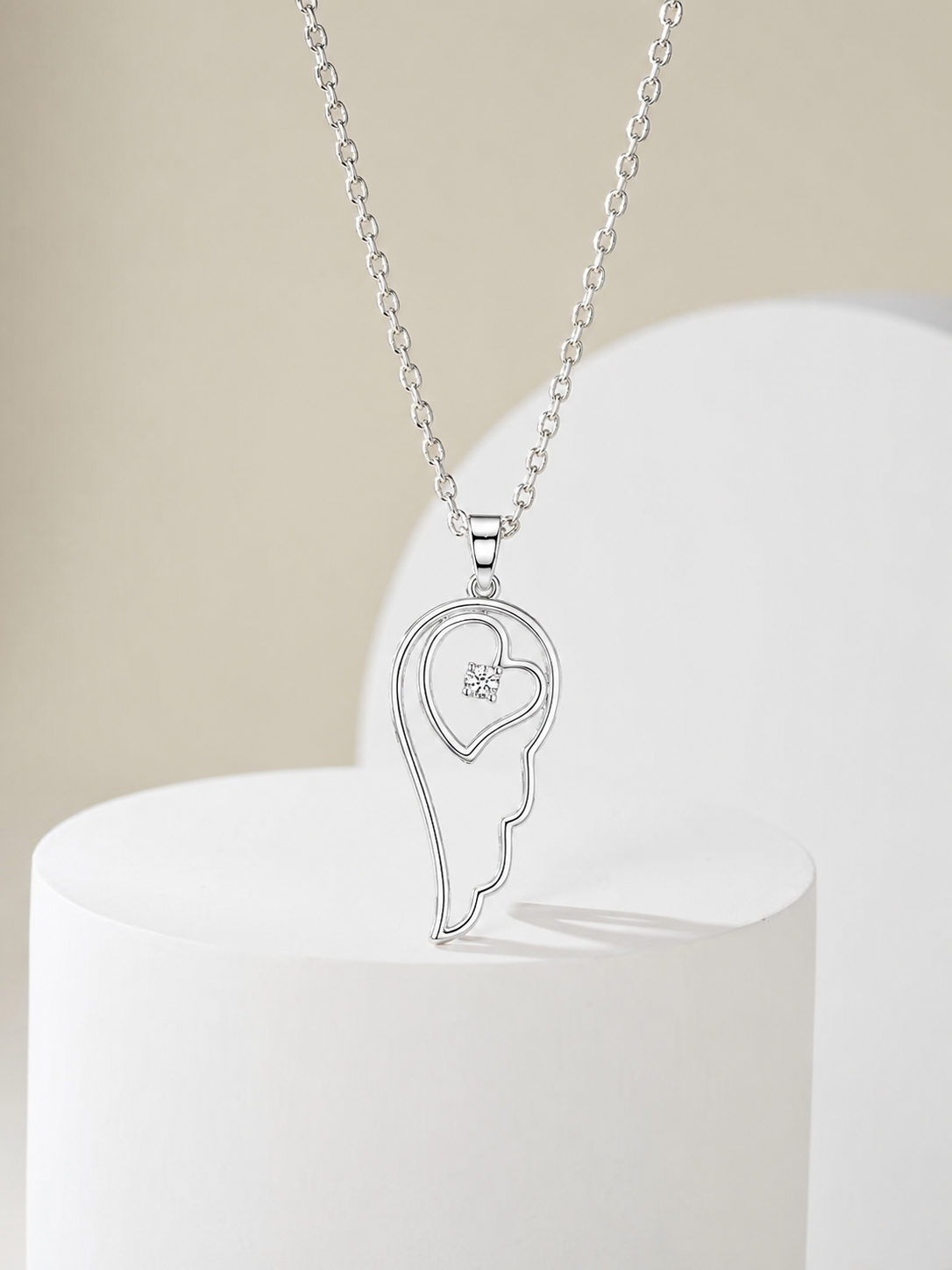Angel Wing Heart-Centric Pendant