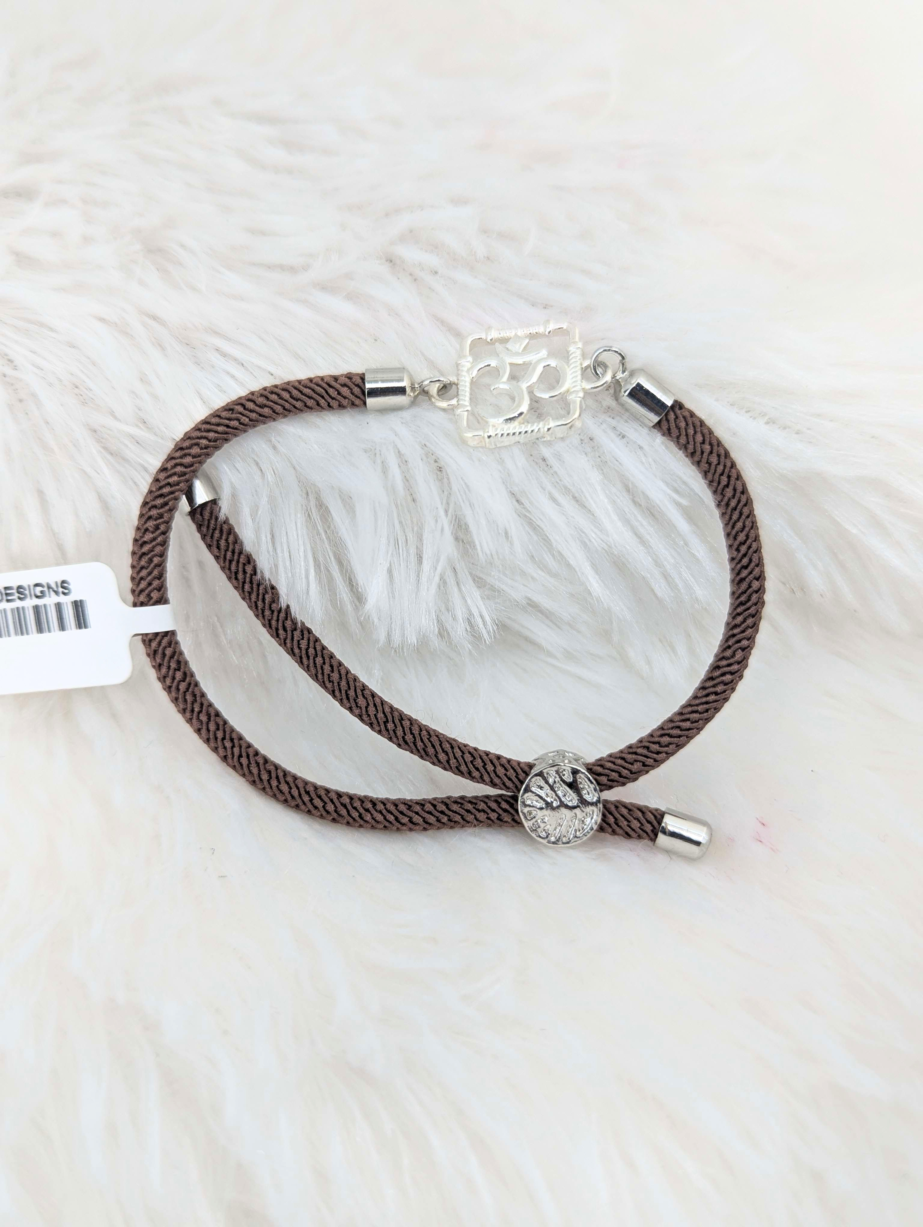 Divine Om Brown Cord Bracelet