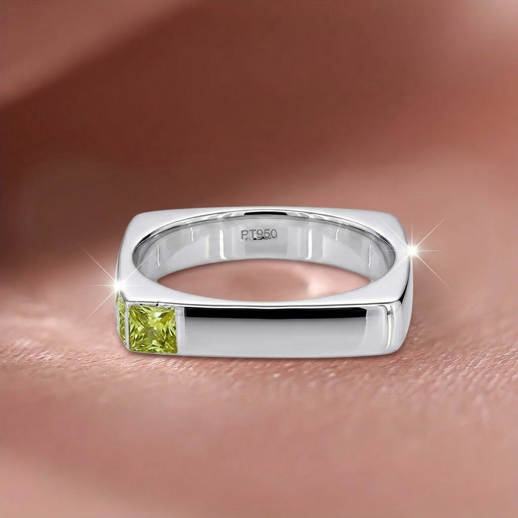 Modern Architectural Princess-Cut Band