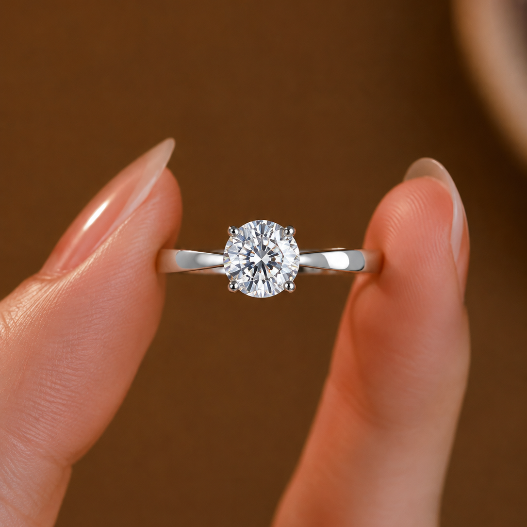 Classic Solitaire Round-Cut Diamond Engagement Ring