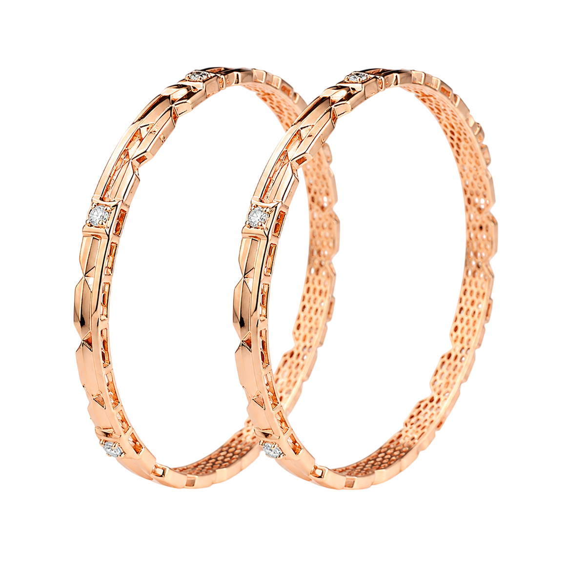 Lustrous Rose-Gold Textured Elegance Bangles