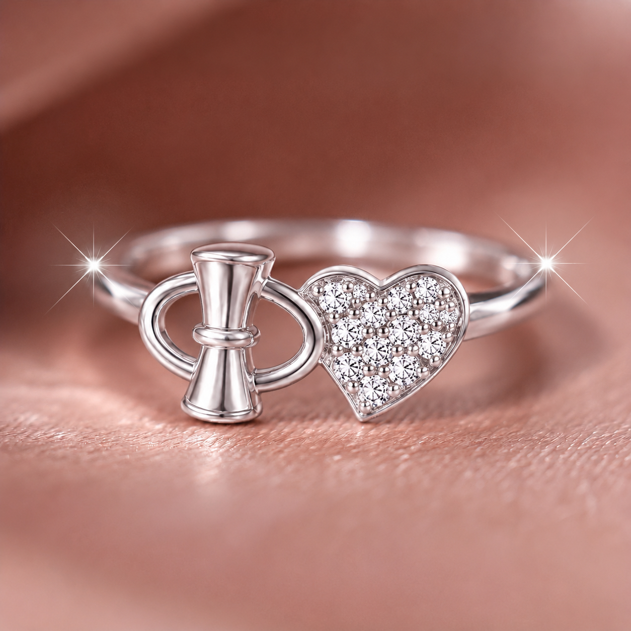 Romantic Toggle Heart Silver Ring