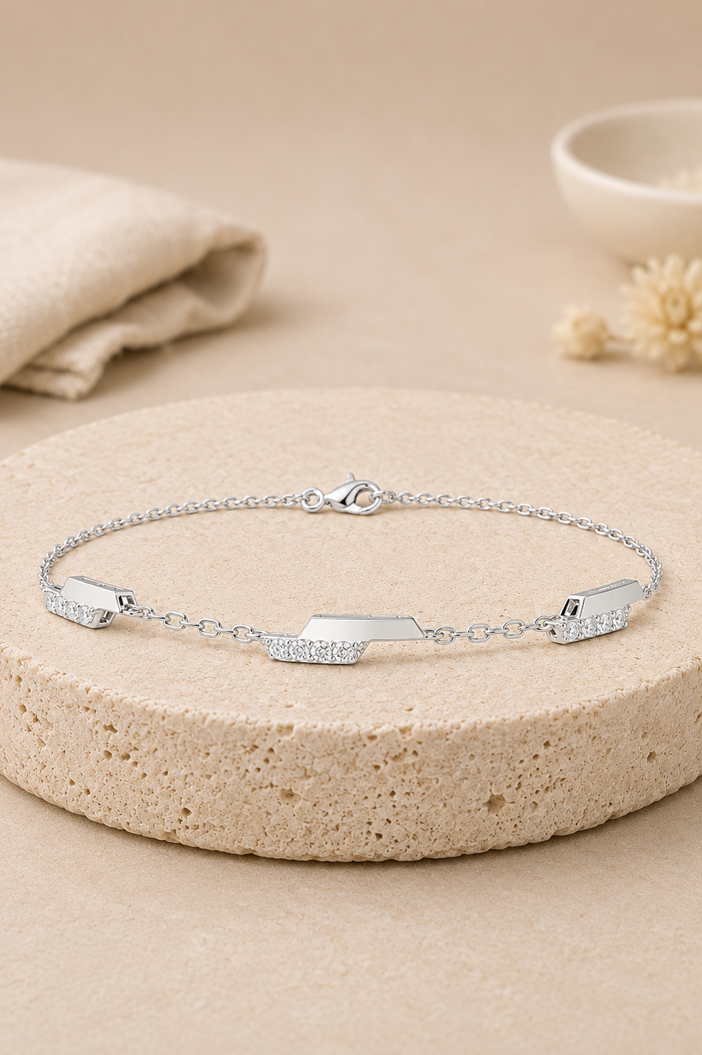 Modern Pavilion Multi-Station Silver Bracelet