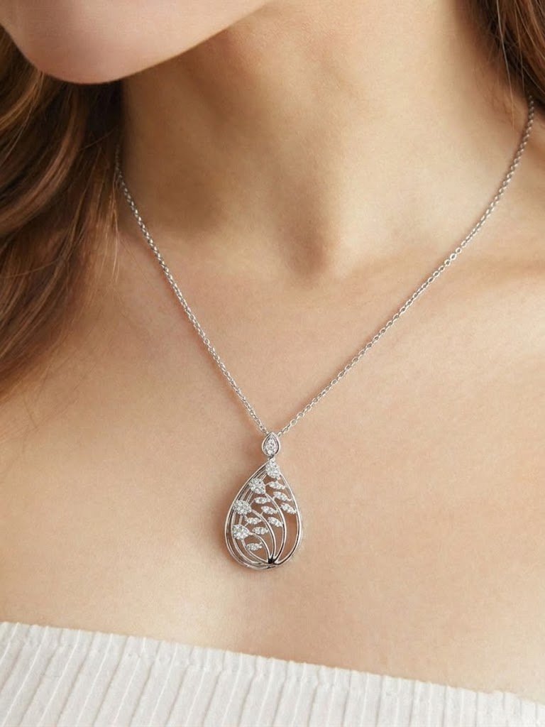 Enchanted Filigree Tear-Drop Pendant Necklace