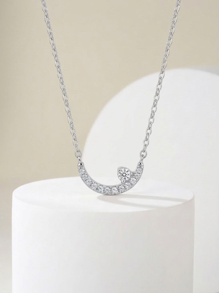 Elegant Curved Wave Diamond Pendant Necklace
