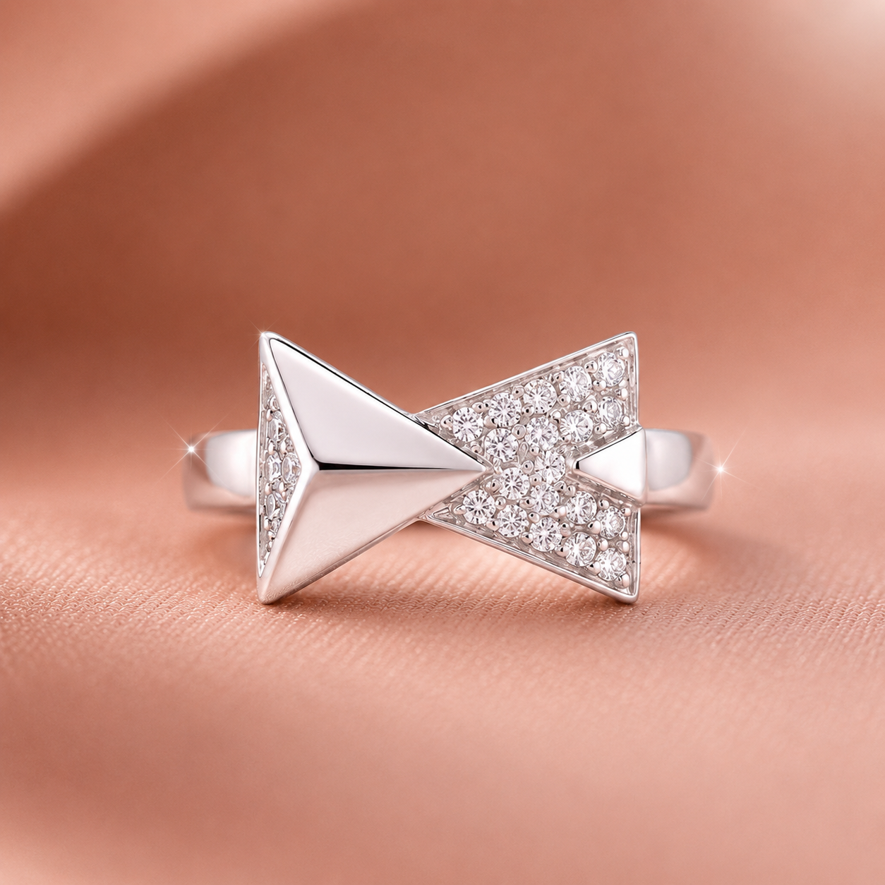 Geometric Triangle Pavé Designer Ladies Band