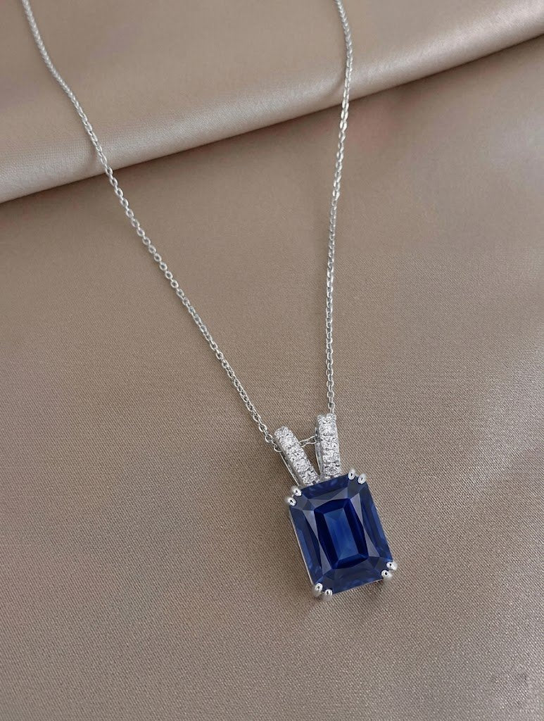 Royal Emerald-Cut Sapphire Statement Pendant
