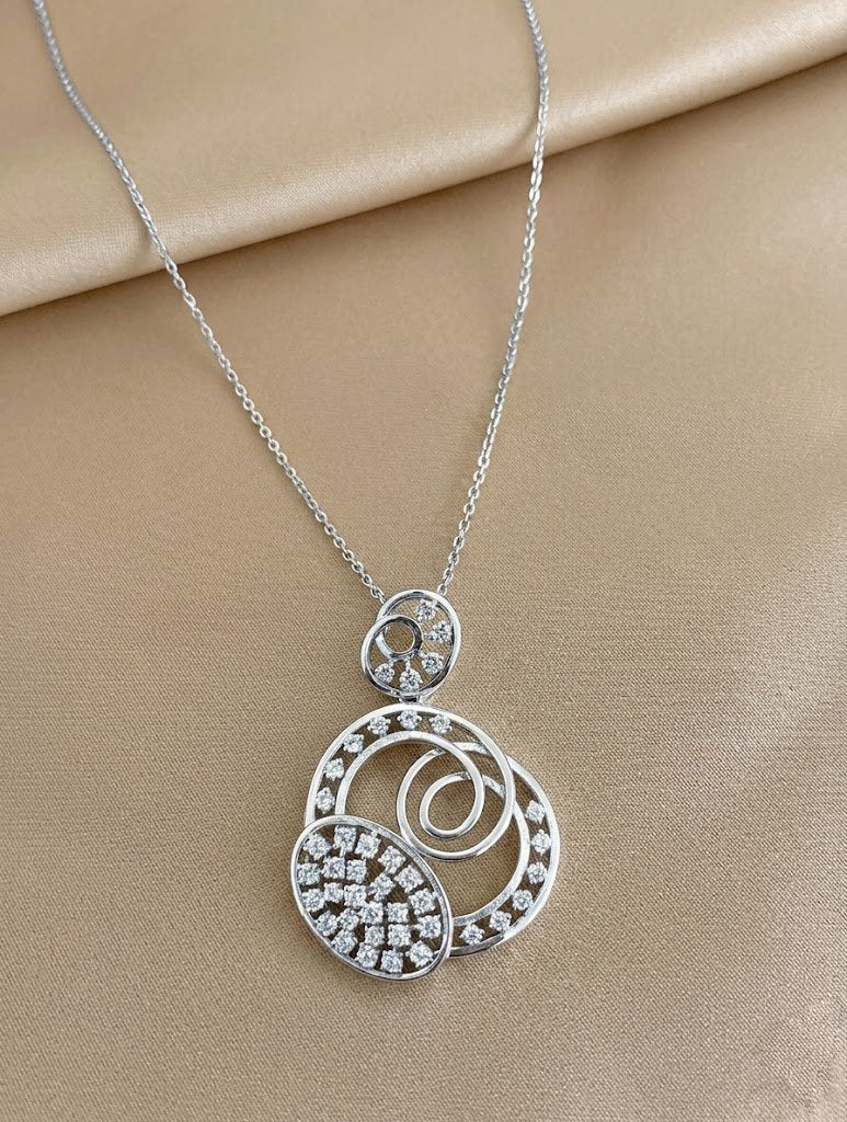 Abstract Swirl Pavé Statement Pendant